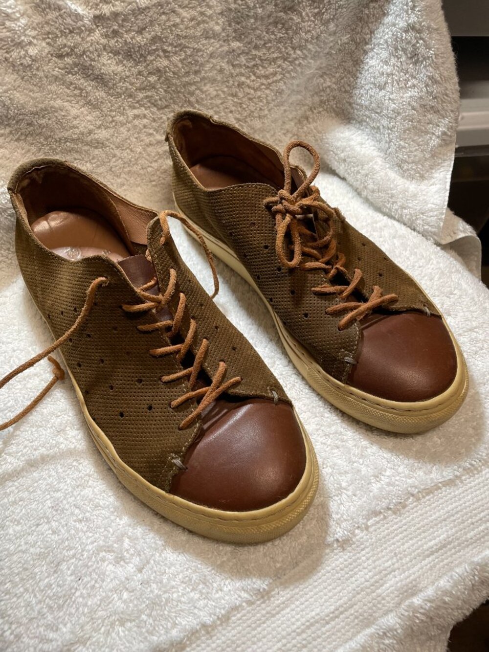 Massimo Dutti Trainers Sneakers Shoes Mens Size 42 Brown Leather Low Top